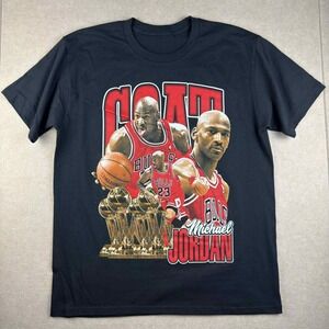 Michael Jordan T-Shirt Men's L Black GOAT Graphic Chicago‎ Bulls NBA Legend
